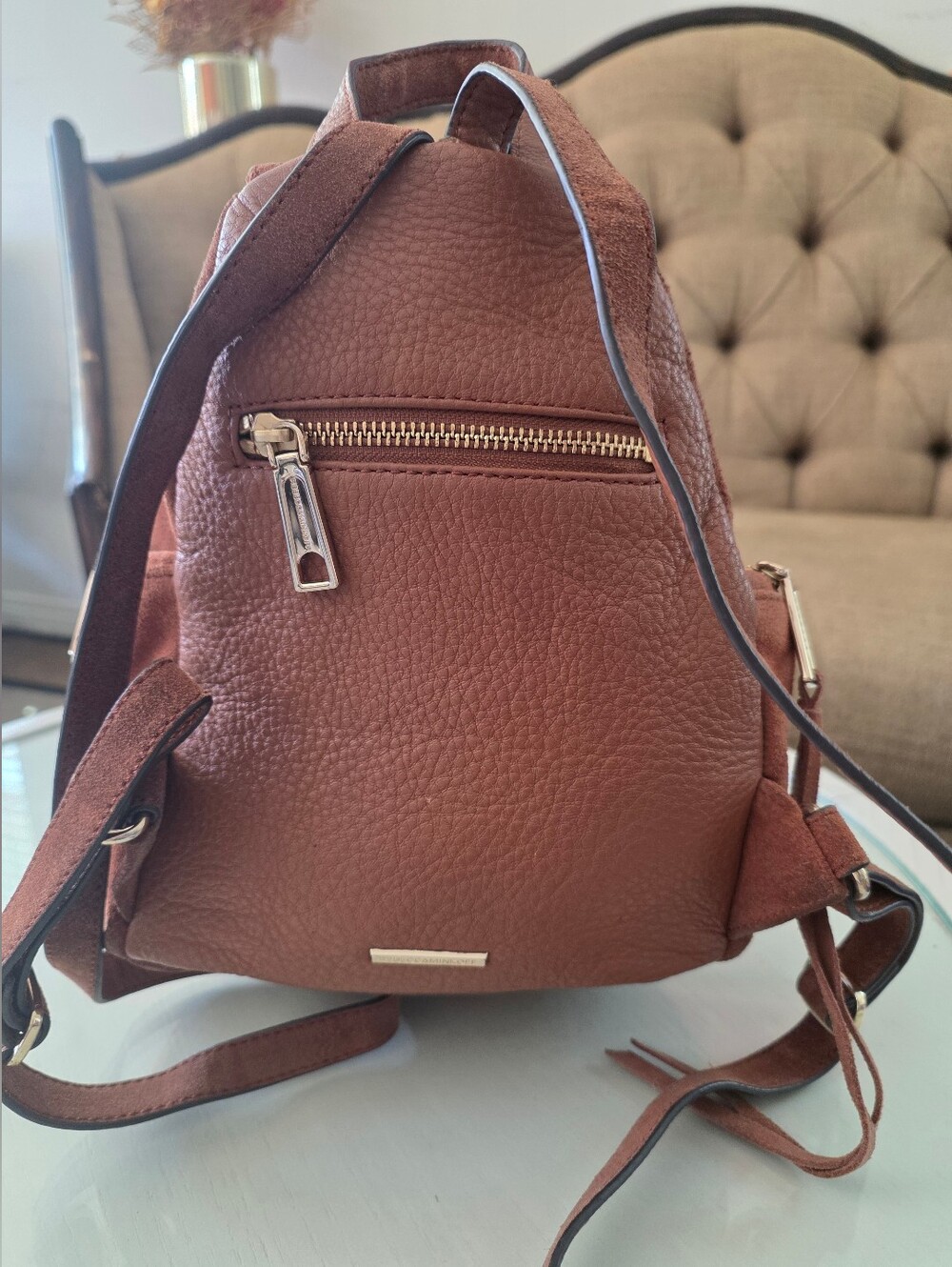 $348 Rebecca Minkoff Julian Fringe Backpack Brown Suede Concert Boho - Picture 9 of 15
